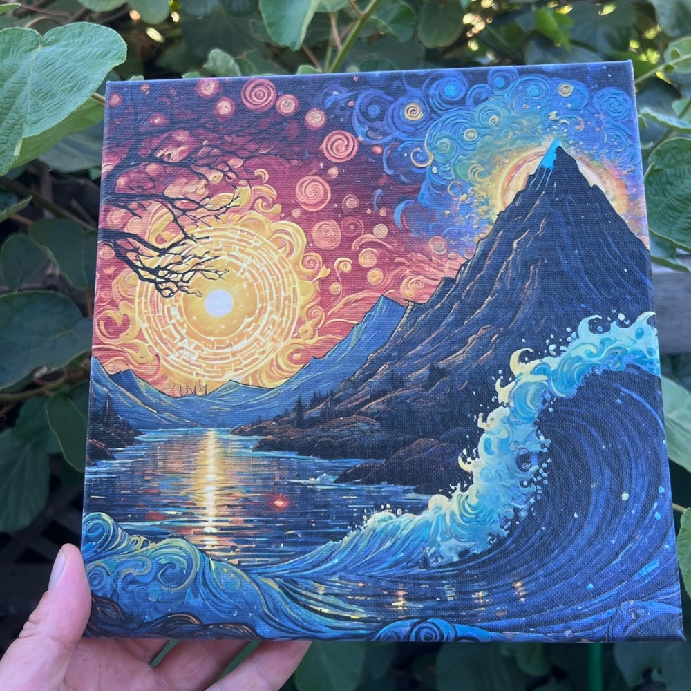 Sunset on the Bay Art Print on stretched Canvas